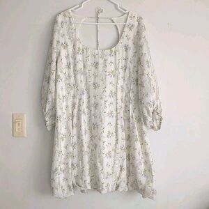 Brock Collection x H&M Dress XL White Floral Puff Sleeve Bubble Hem Cottage*READ